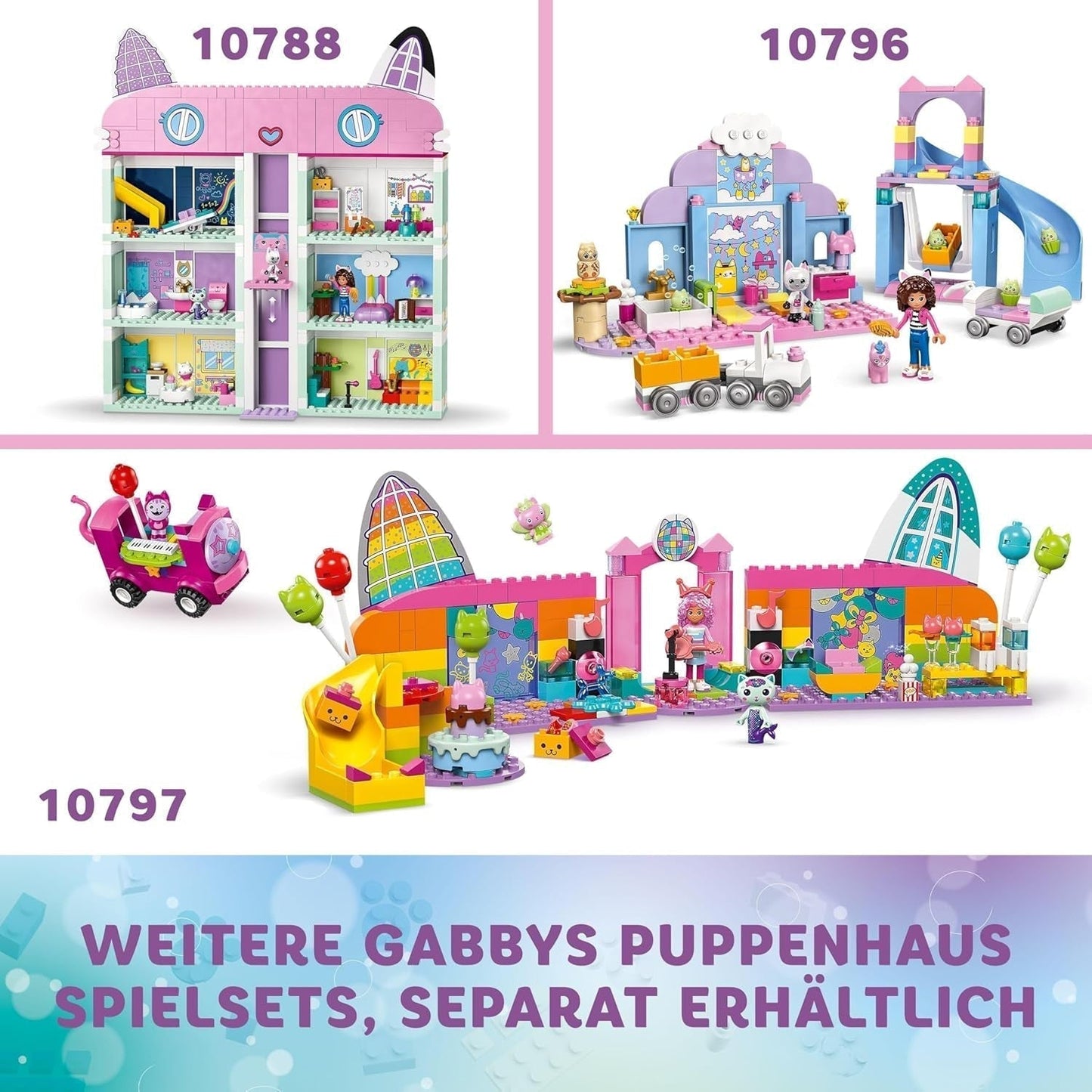 LEGO 4+ Gabby's poppenhuis Gabby's feestzaal, discospeelset met glijbaan en dierfiguren voor creatief rollenspel, cadeau voor meisjes en jongens vanaf 4 jaar 10797 Bouwsets Besuche den LEGO-Store