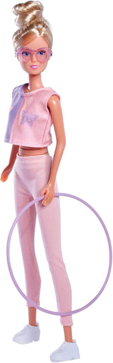 Simba 105733619 - Steffi Love hoelahoep, speelgoedpop met sportoutfit, hoelahoep en mechanische functie, 29 cm, vanaf 3 jaar