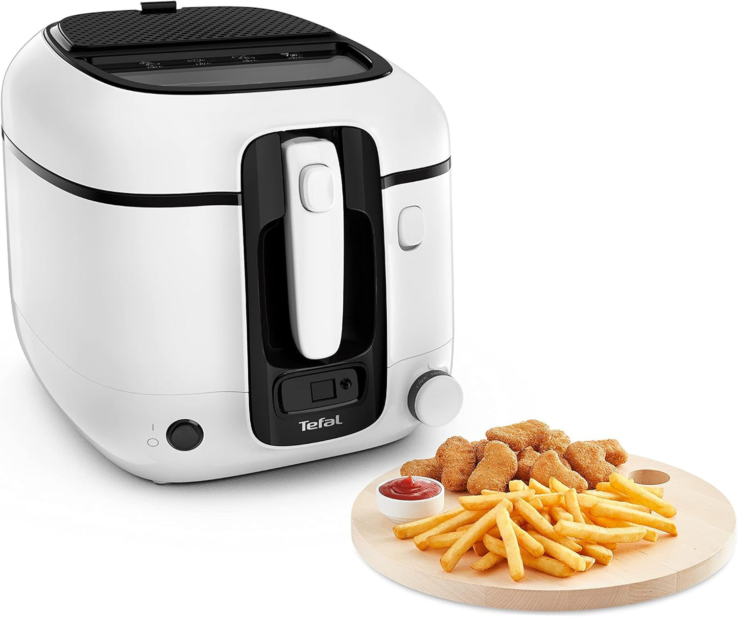 Tefal Super Uno Access Friteuse, Inhoud 2,2 L, Vaatwasmachinebestendige Onderdelen, Geurfilter Apparaten Naty Shop Super Uno Mit Timer Weiß/Schwarz