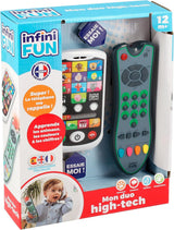 Mijn Duo High-Tech Telefoon + Afstandsbediening - 1 Drietalige Frans/Engels/Spaans afstandsbediening en 1 Ultra-Realistische Telefoon - Multi-Activity Leerspeelgoed vanaf 12 jaar Bebe Naty Shop Speelgoed Standaardtitel