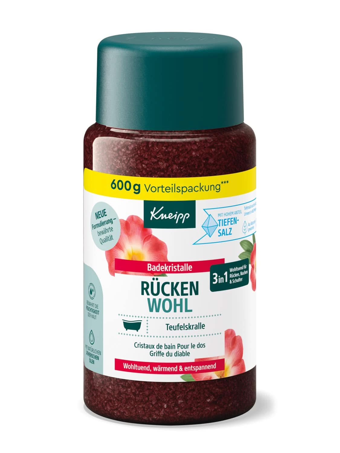 Kneipp-badzout met duivelsklauwextract - Natuurlijk Luisenhall-zout en etherische oliën van lavendel en Cajeput voor nek en schouder - 600G Douche en bad Naty Shop