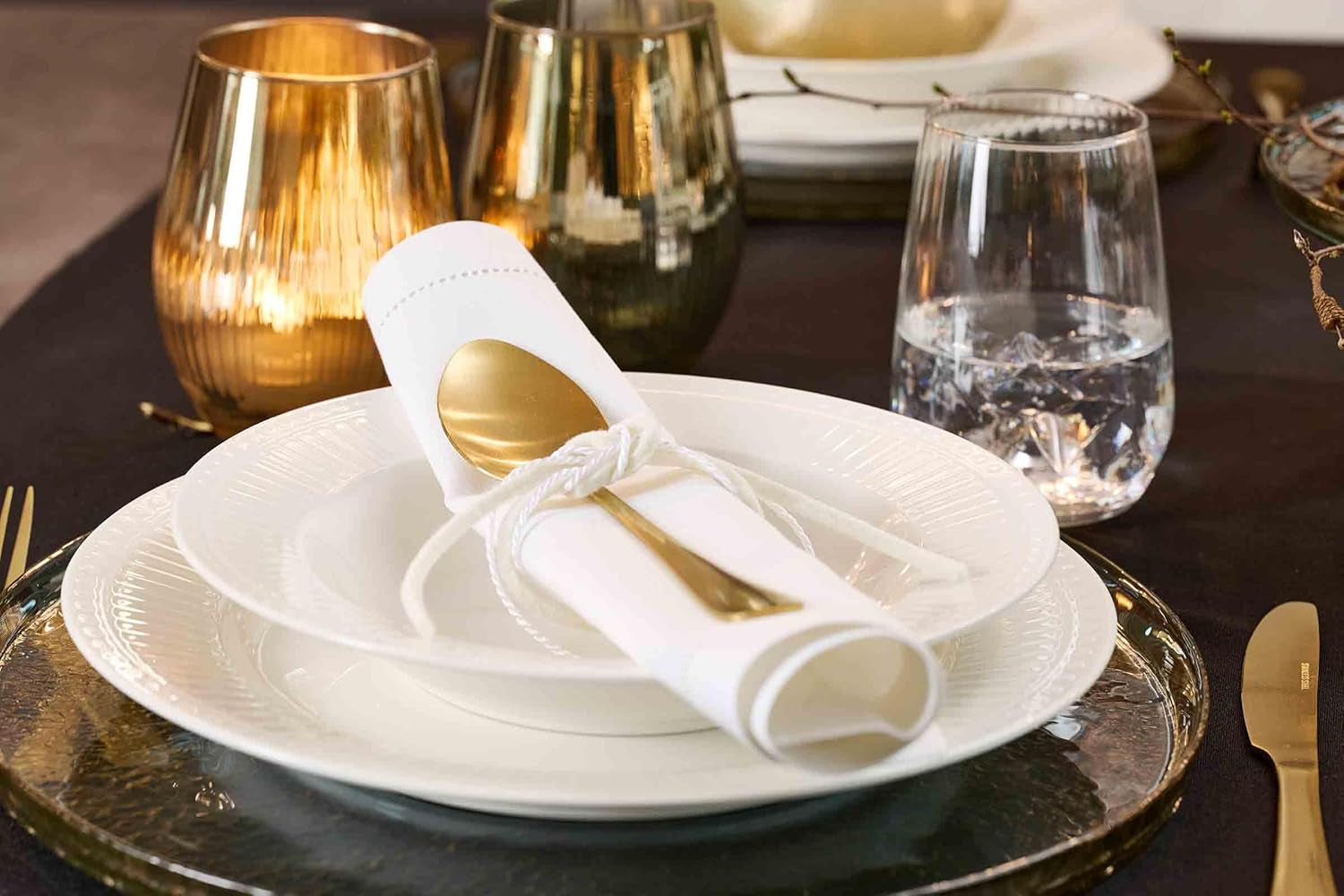 Ritzenhoff & Breker Sofia Tafelservice 12-teilig, Speiseteller (26 cm) en Suppenteller (22 cm) voor 6 personen, Tafelset met feinem Rillenrelief, Fine-Dining-Geschirr, Porzellan, Weiß