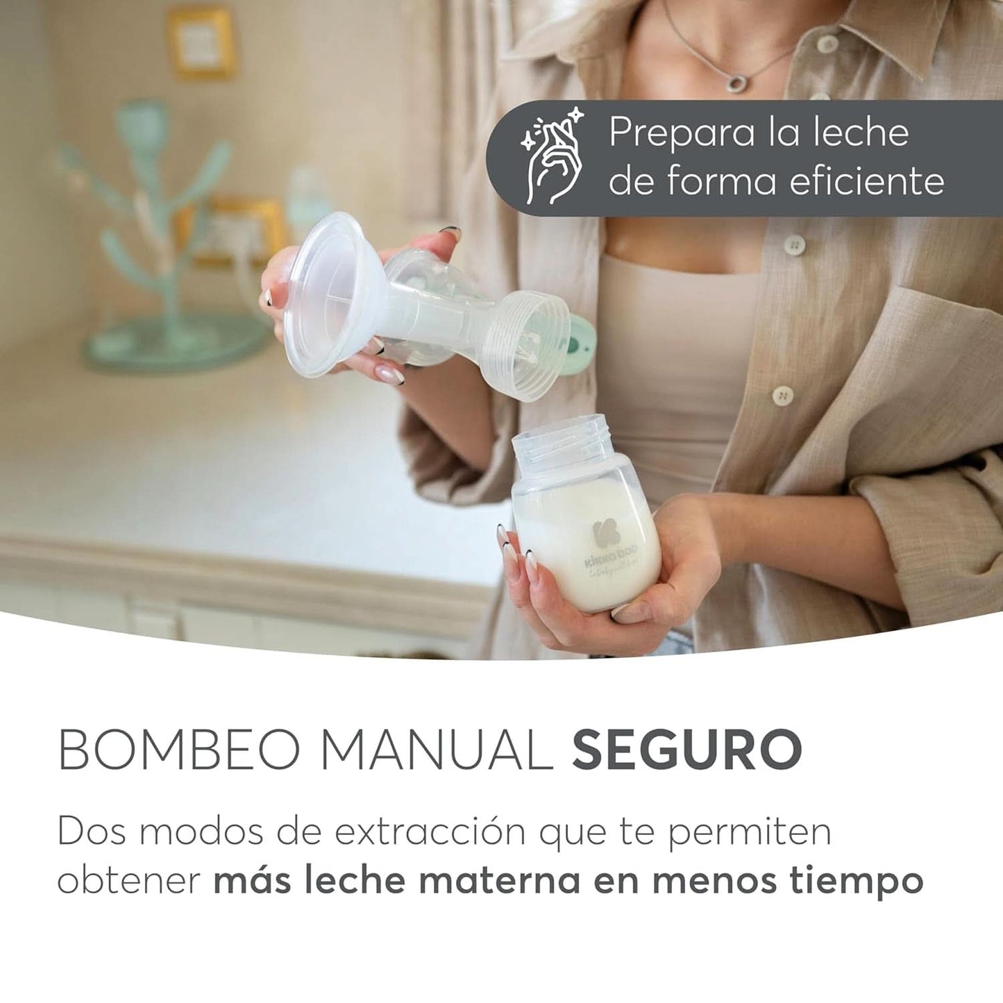 Kikkaboo ELSIE borstkolf, handmatig met 2 modi, instelbare zuigkracht, zachte siliconen cup Accessoires Voeding en borstvoeding Bebe Naty Shop