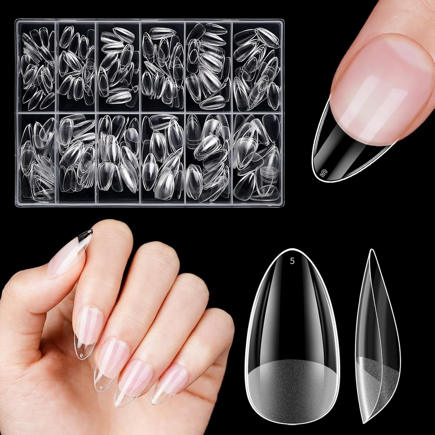 Korte kunstnagels 500 stuks zachte gel volledige dekking nageltips voor gelnagels 12 maten Voorgepolijste nageltips voor gelnagels Korte kunstnagels Doodskistnagelverlengingen met doos