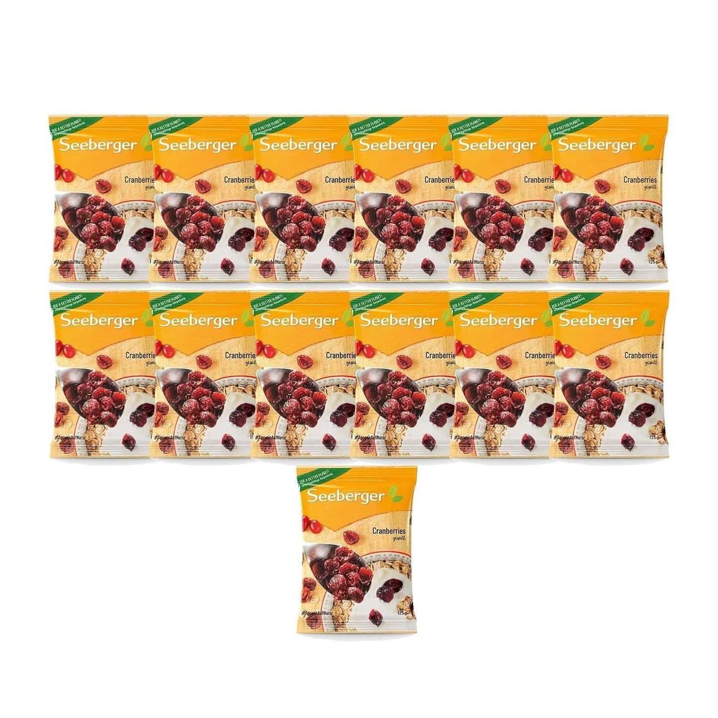Seeberger Cranberries, Gehalveerde Canadese Cranberries, Fruitig en Zoet, 13 x 125 gram Naty Shop Gedehydrateerde Producten