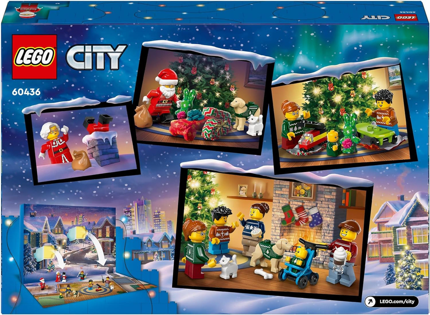 LEGO City Adventskalender 2024, Adventscadeau voor kinderen vanaf 5 jaar, 24 verrassingen, minifiguren in kerstoverall, Kerstman en mevrouw de Kerstman, Kerstcadeau 60436 Bouwsets Besuche den LEGO-Store