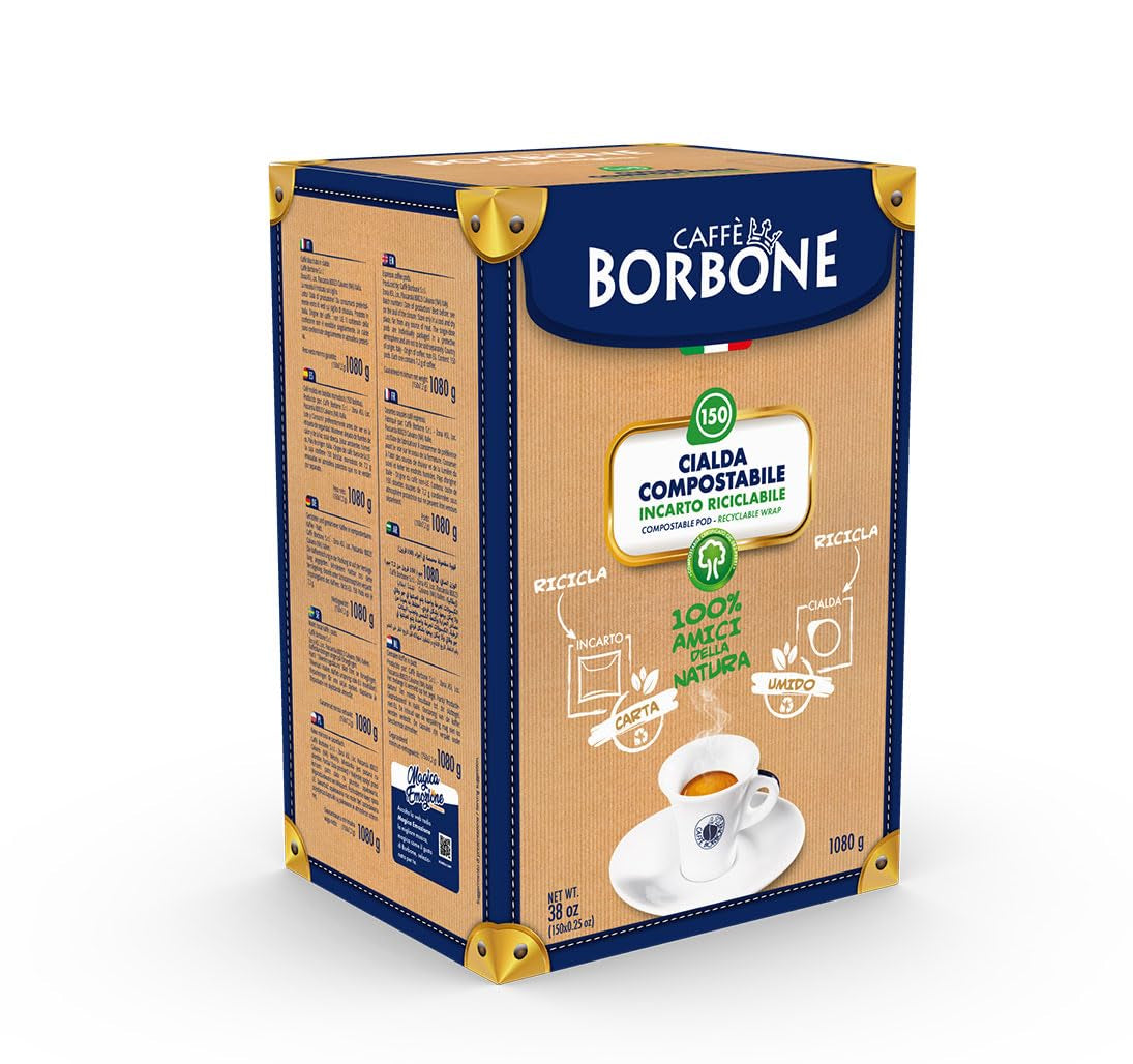 Caffè Borbone Composteerbare Kaffeepads, Rote Kaffeemischung - 150 Pads - Compatibel met ESE Systeem Papierblokken 44 mm