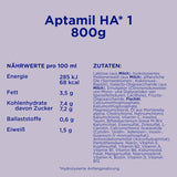 Aptamil HA 1 - Zuigelingenvoeding vanaf de geboorte, met DHA, lactosevrij, palmolievrij, babyvoeding, melkpoeder, 1 x 800 g