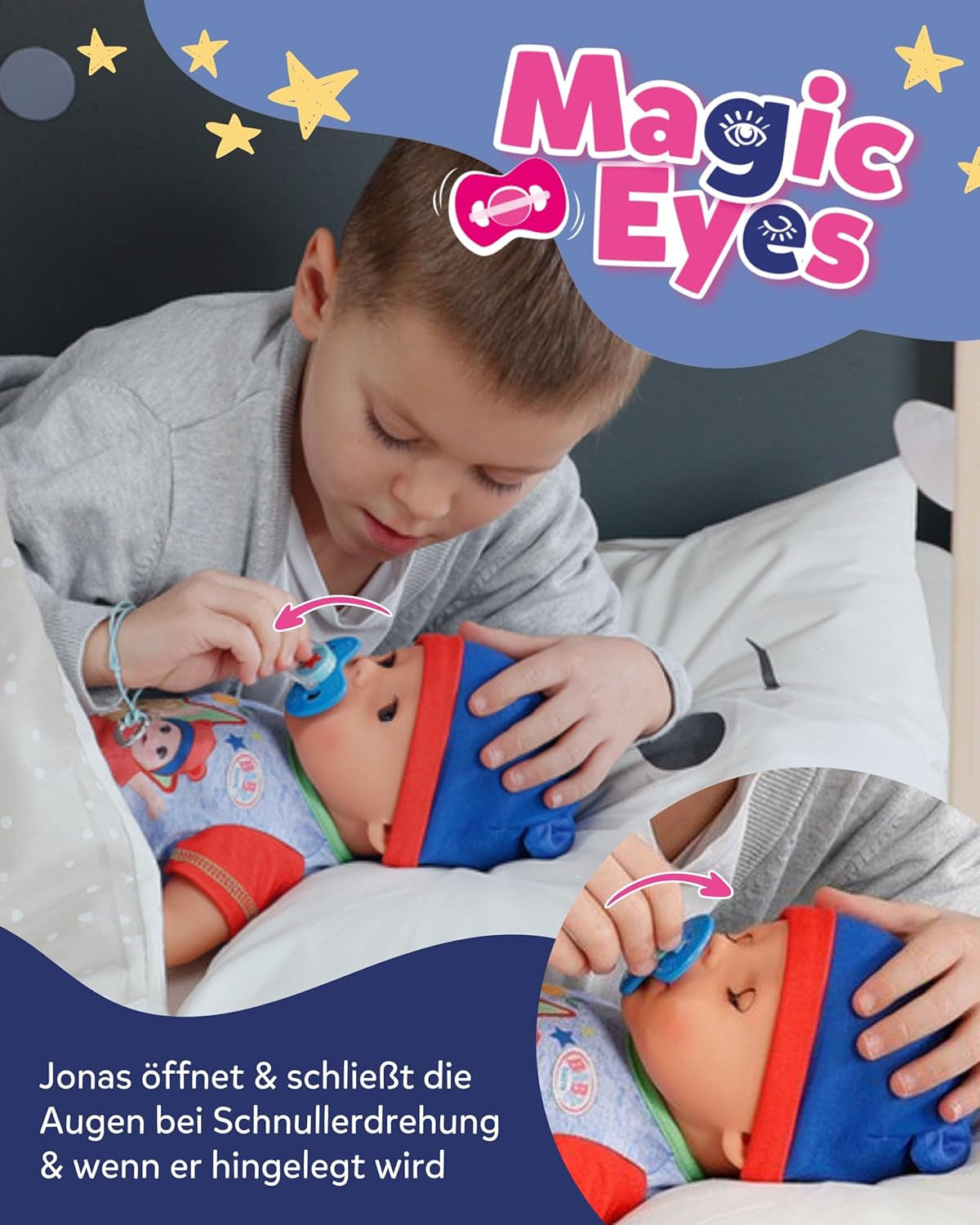 BABY Born Jonas - babypop 43 cm - 10 functies inclusief accessoires en matras - Werkt volledig zonder batterijen - Geschikt voor kinderen vanaf 3 jaar
