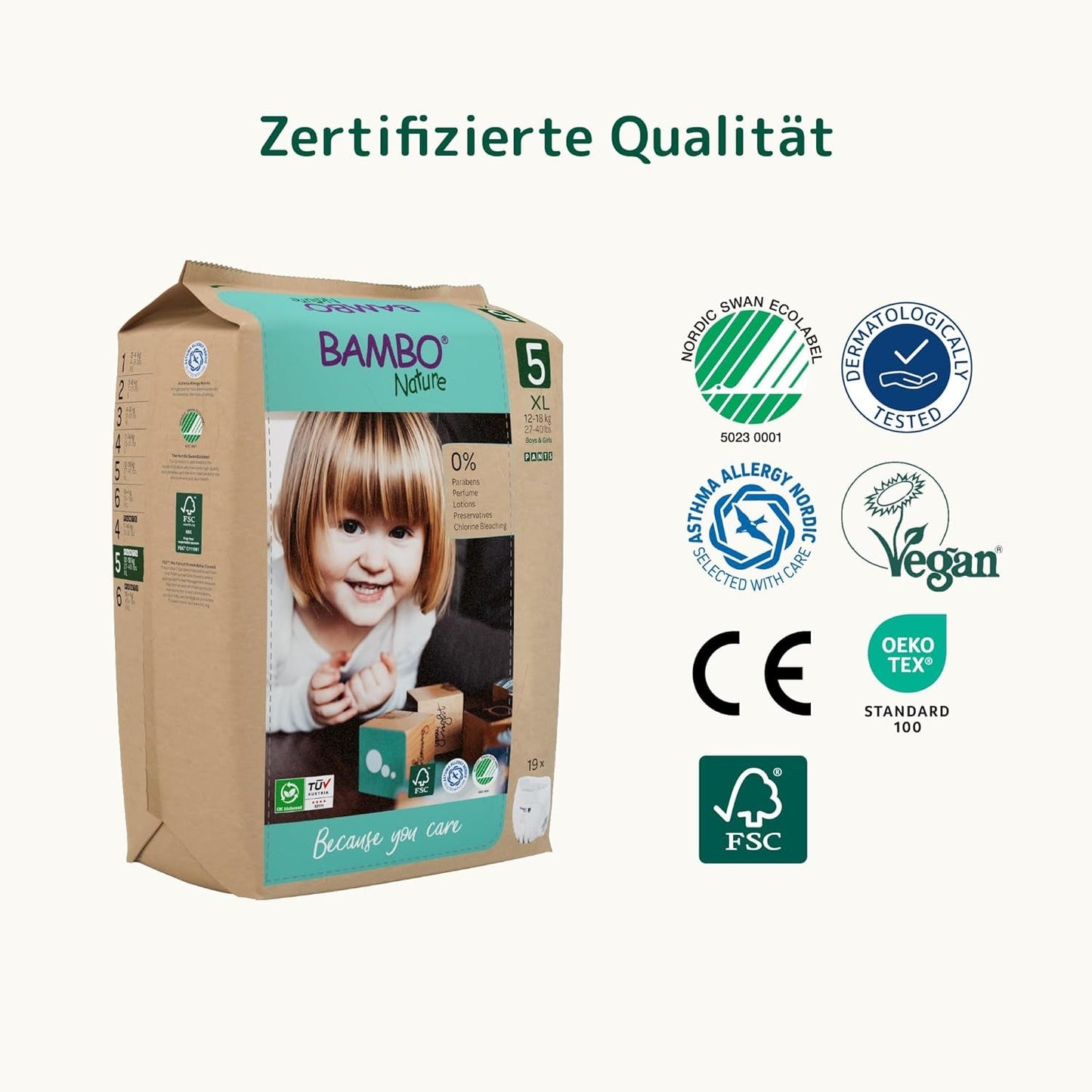 Bambo Nature Luiers, maat 5 (11-17kg) - Maandelijkse doos van 95 | Luiers met verbeterde lekbescherming | Ultiem comfort en vrijheid voor actieve kinderen | Dermatologisch geteste luiers