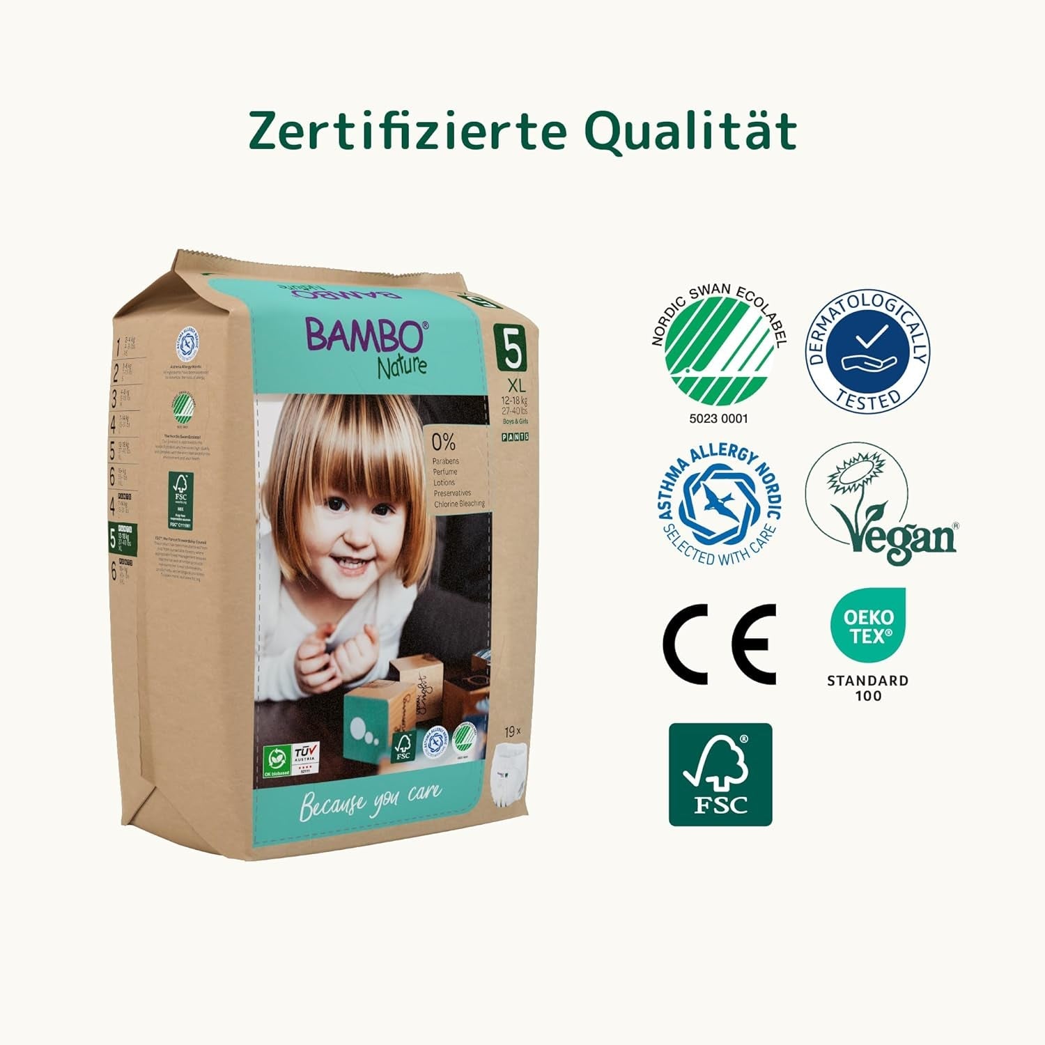 Bambo Nature Luiers, maat 5 (11-17kg) - Maandelijkse doos van 95 | Luiers met verbeterde lekbescherming | Ultiem comfort en vrijheid voor actieve kinderen | Dermatologisch geteste luiers