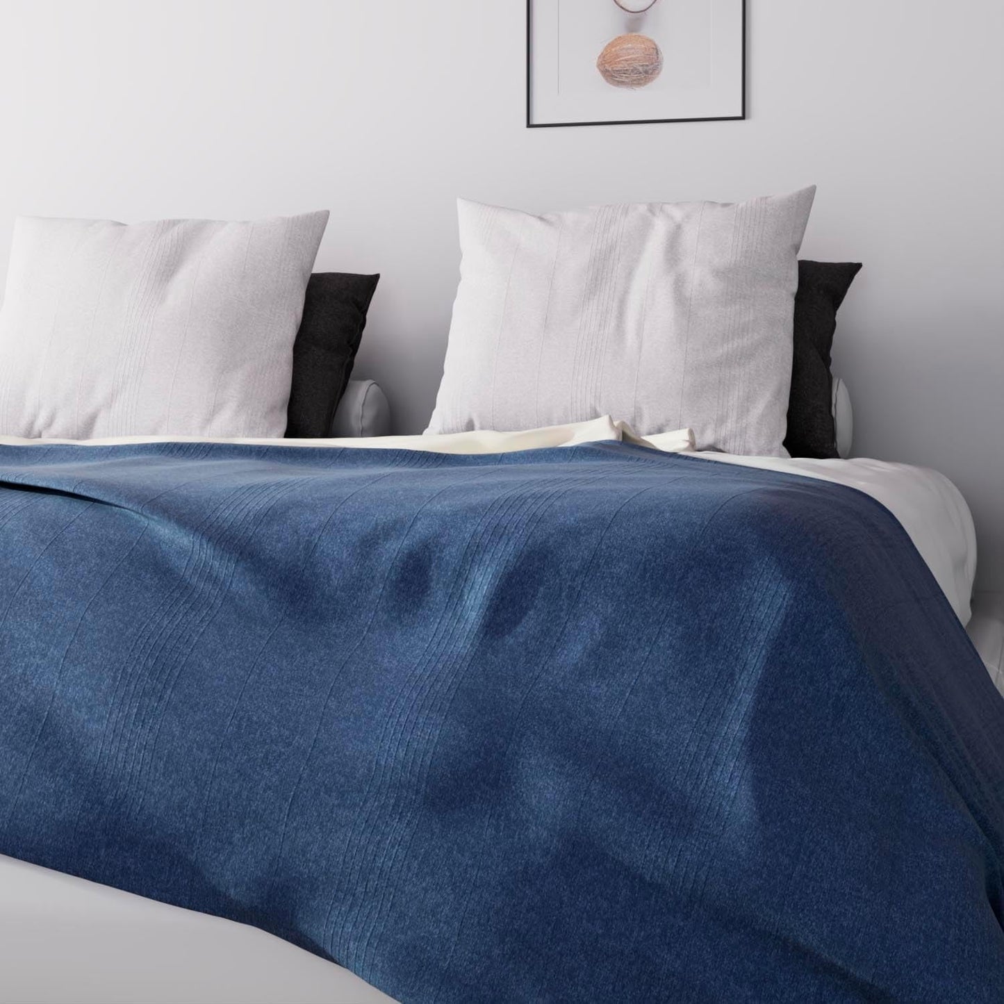 Soleil D'Ocre Adele, Zigzag Cover, Van de bank gegooid, Polykaton, Blauw, 220 X 240 Cm Dekbedden en dekbedden Naty Shop