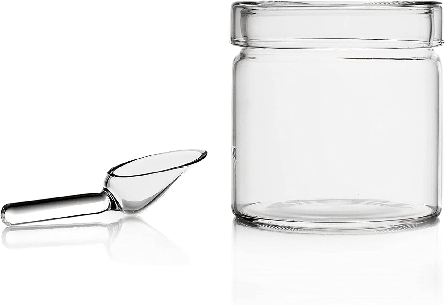 Theepot met lepel, Piuma collectie, 20 cl, borosilicaatglas, handgemaakt