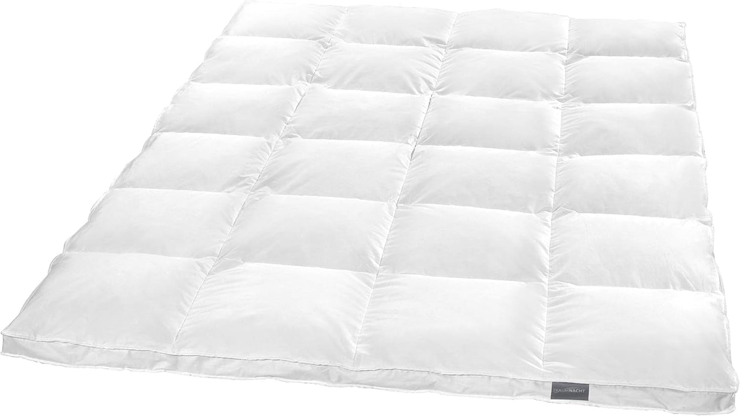 Traumnacht Basic Licht donzen dekbed met nieuw wit dons (60%) en veren (40%), DIN EN 12934, 135 X 200 Cm, Down Pass en Oeko-Tex gecertificeerd, geproduceerd volgens de Duitse kwaliteitsnorm Dekbedden en dekbedden Naty Shop 60 procent dons / 40 procent veren Zeer warme winterdeken 155 X 220