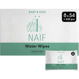 Naïf Plastikfreie Feuchttücher 432 Stück (8Er X 54 Feuchttücher) - Pflege Für Babypo, Körper Und Gesicht - 99% Aus Wasser - 0% Parfum en Alkohol - Nachhaltige Feuchttücherbox Eukalyptus Sensitiv Naty Shop 54 Stück (8Er Pack) Water