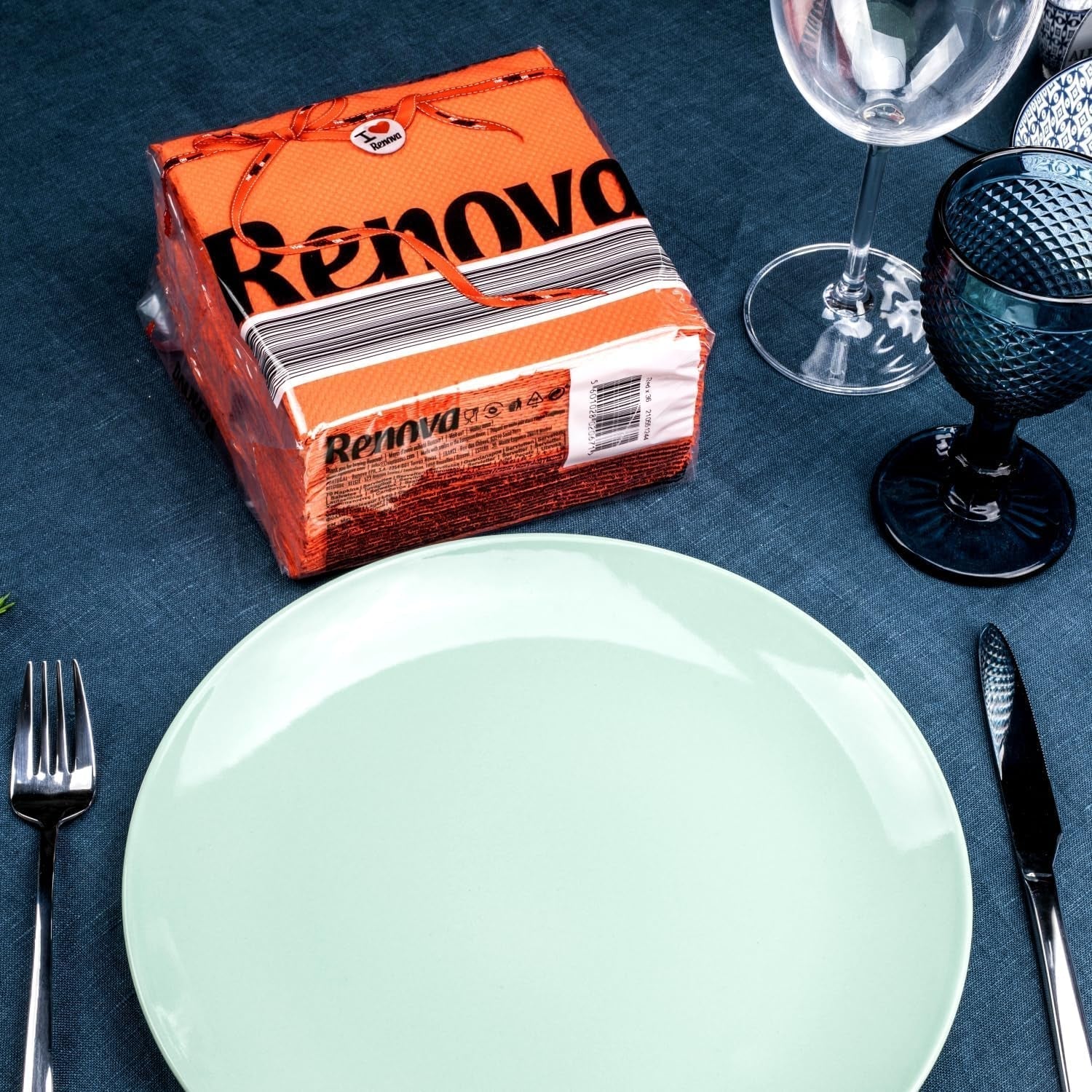 Renova papieren servetten, rood label oranje - 70 servetten
