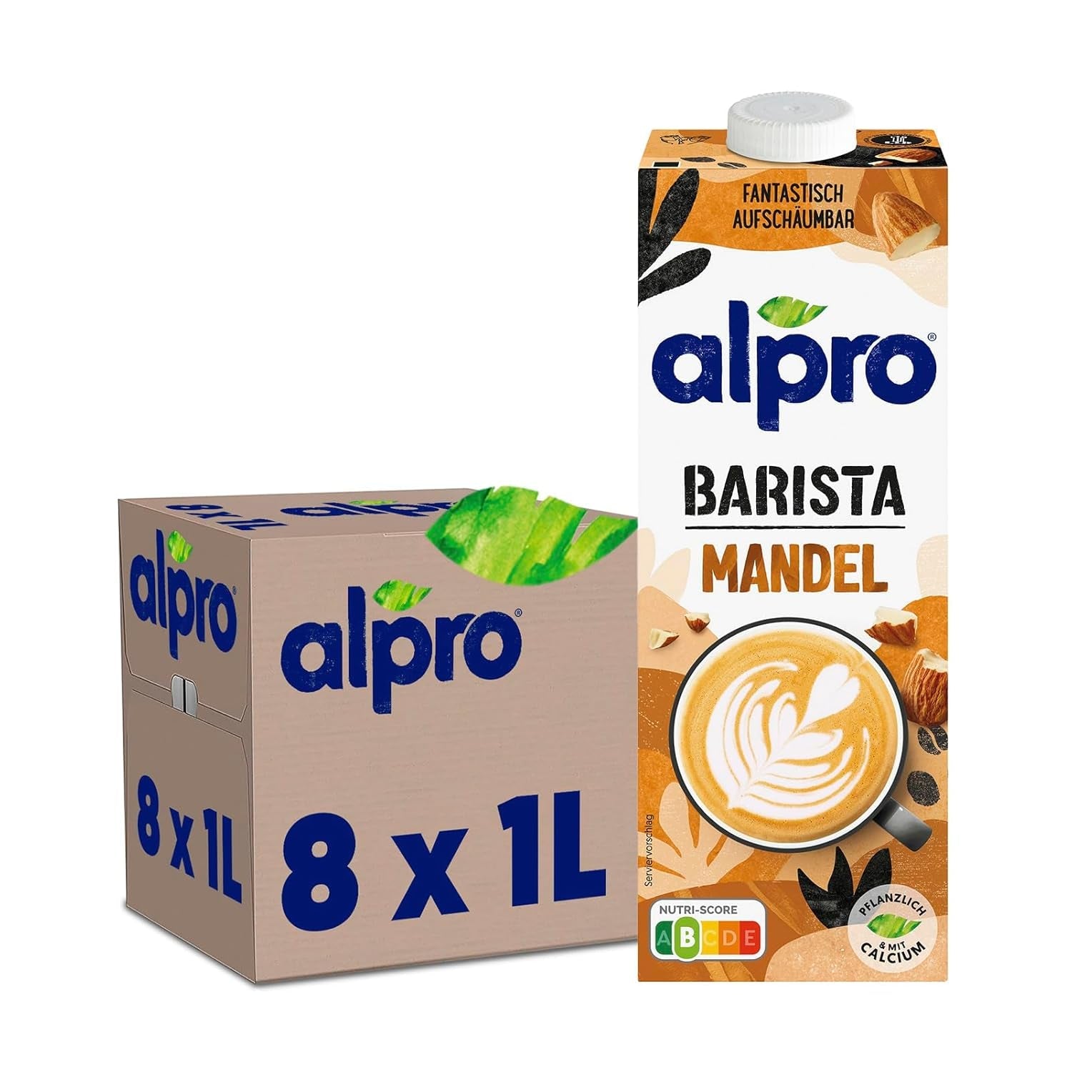 Alpro Barista Haferdrink – Zum Aufschäumen – Vegan en melkvrij – Van Natur aus lactosevrij – Rijk aan ballaststoffen, calcium en vitamines – 8 x 1 L – Haltbar