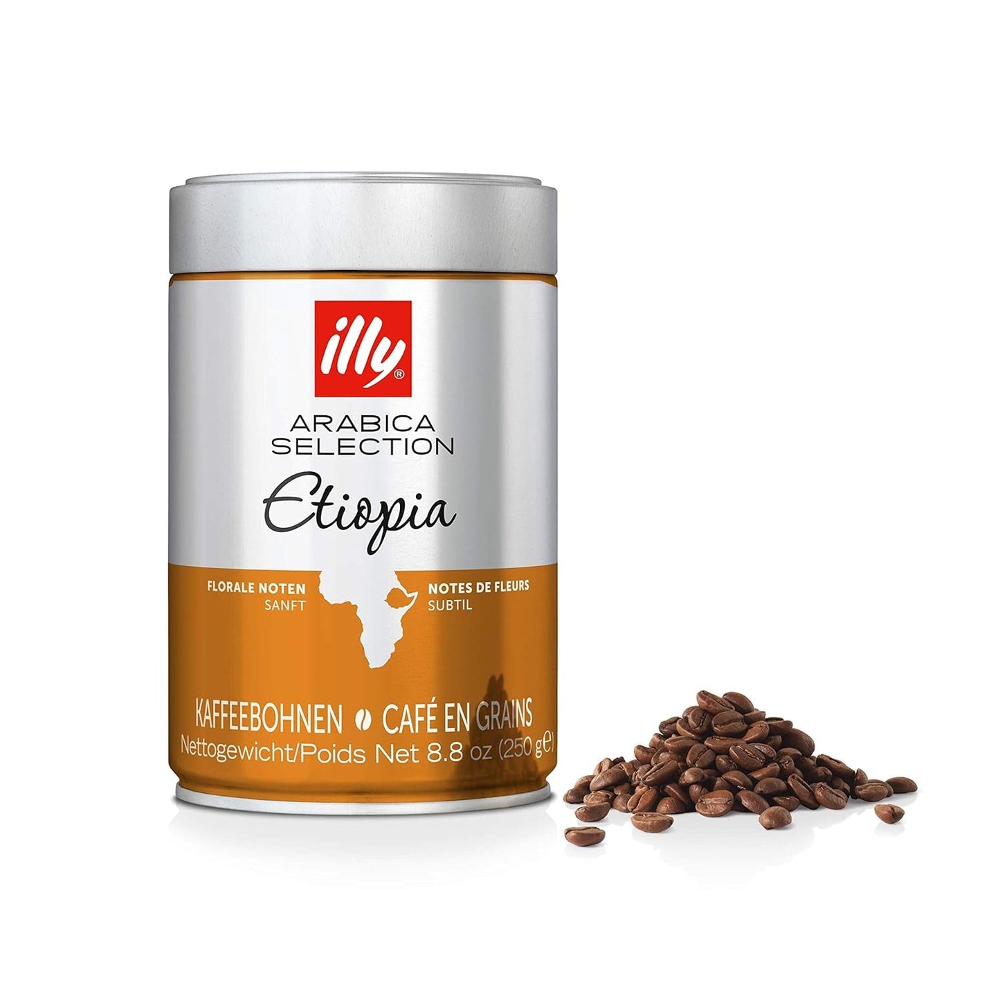 Illy koffie, espressobonen uit de Selectie van Arabica uit Ethiopië - verpakking met 2 doseringen van elk 250 g