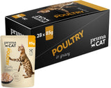 PrimaCat - Klassiek natvoer voor katten, vogelsmaak in saus, 28 x 85 g