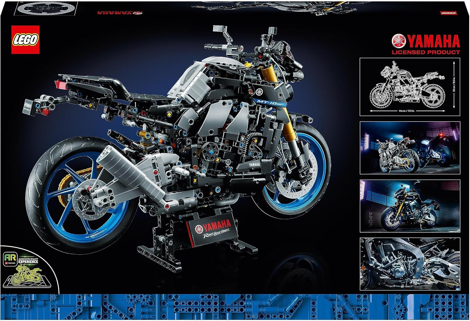 LEGO 42159 Technic Yamaha MT-10 SP motorfietsmodel voor volwassenen, authentiek voertuigmodel met 4 cilindermotor, functionele besturing en AR-app, cadeau voor mannen en vrouwen Bouwpakketten