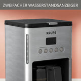 Koffie-espressomachine met filter Krups KM442D Premium | 10-15 kopjes | 1000 watt | programmeerbaar | warmhoudfunctie | roestvrij staal | zwart