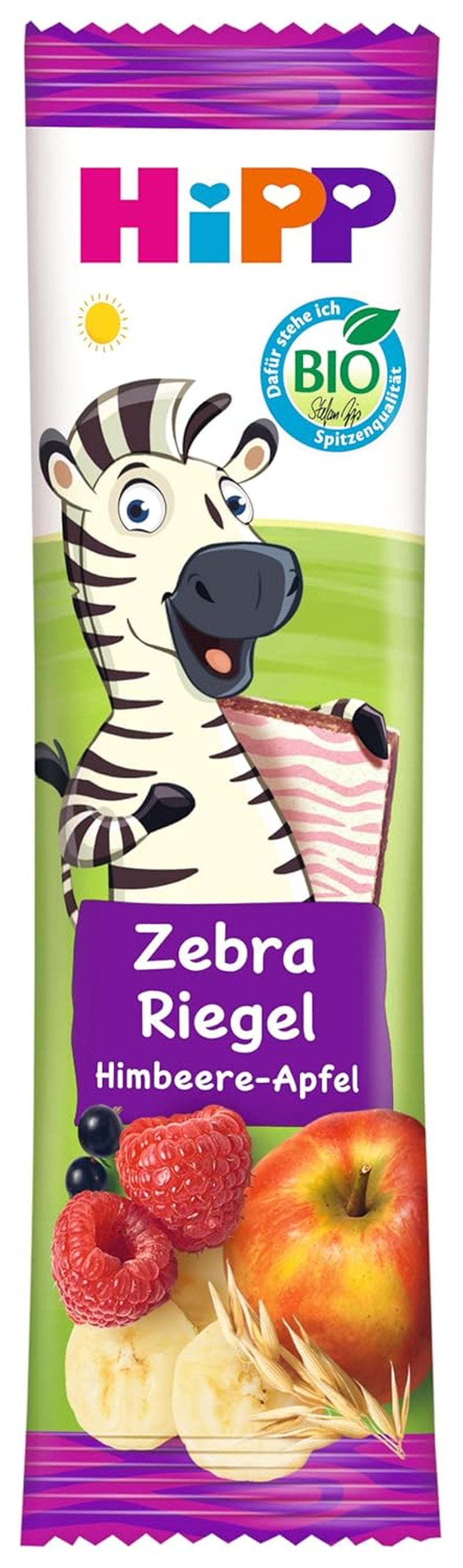 HiPP Zebrarepen met frambozen- en banaan-appelsmaak (22 x 23 g), vanaf 1 jaar, alleen gezoet met fruit, van de beste biologische kwaliteit