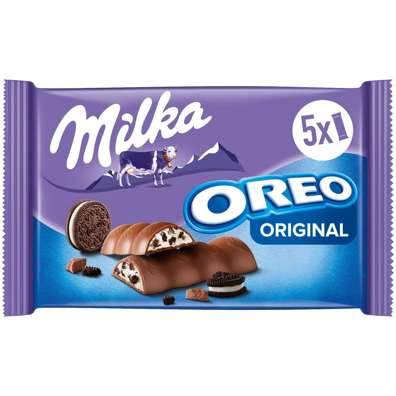 Milka & OREO repen – Alpenmelkchocolade met knapperige stukjes OREO koekjes in melkroom – 13 x 185g