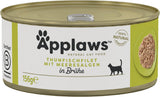 Applaws 100% natuurlijke Premium-Nassfutter für Katzen, Thunfischfilet mit Algen in Brühe - Verpakking met 24 x 156g Dosen