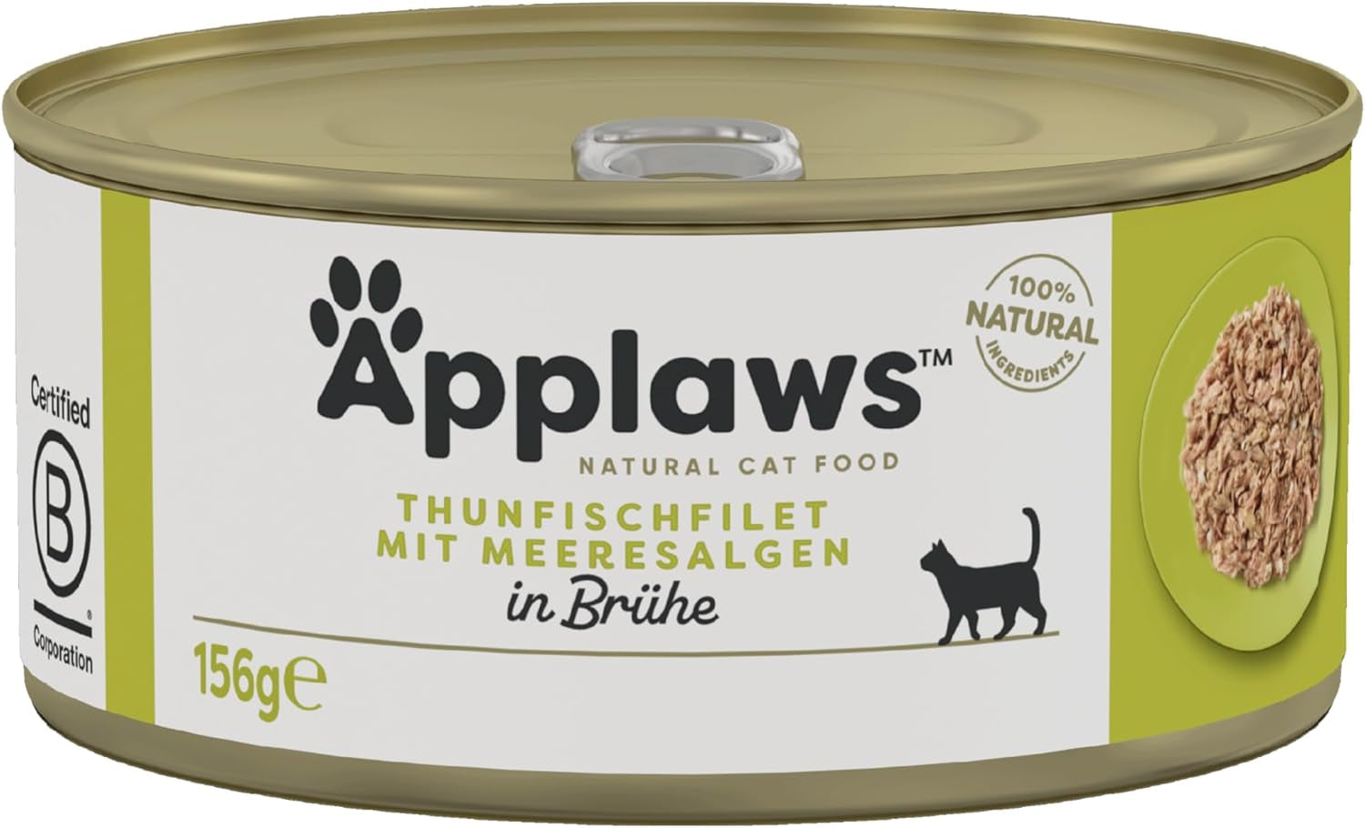 Applaws 100% natuurlijke Premium-Nassfutter für Katzen, Thunfischfilet mit Algen in Brühe - Verpakking met 24 x 156g Dosen
