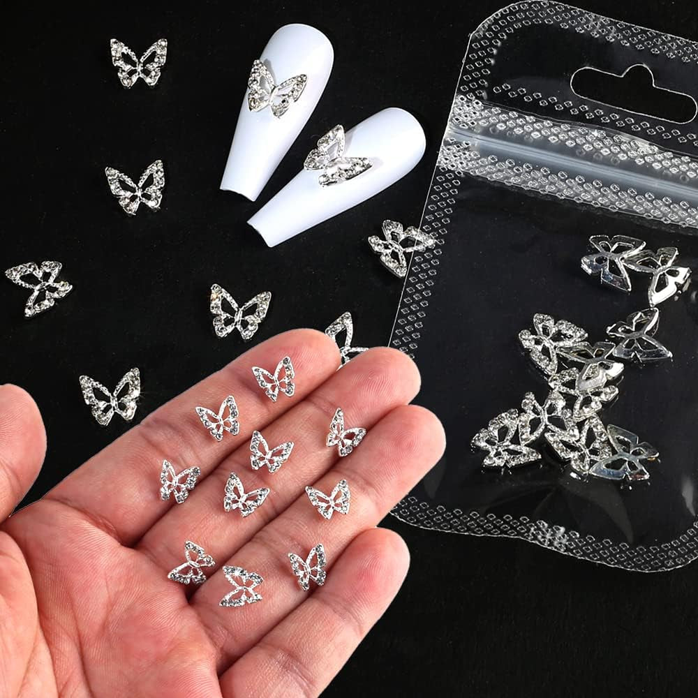 10 stuks Legering Vlinder Nagelbedels Metaal Nagelkunst Hanger Stenen Voor Diamanten Nagels Edelstenen Nagelsieraden Kunstdecoraties Nagelkunst Sieraden maken