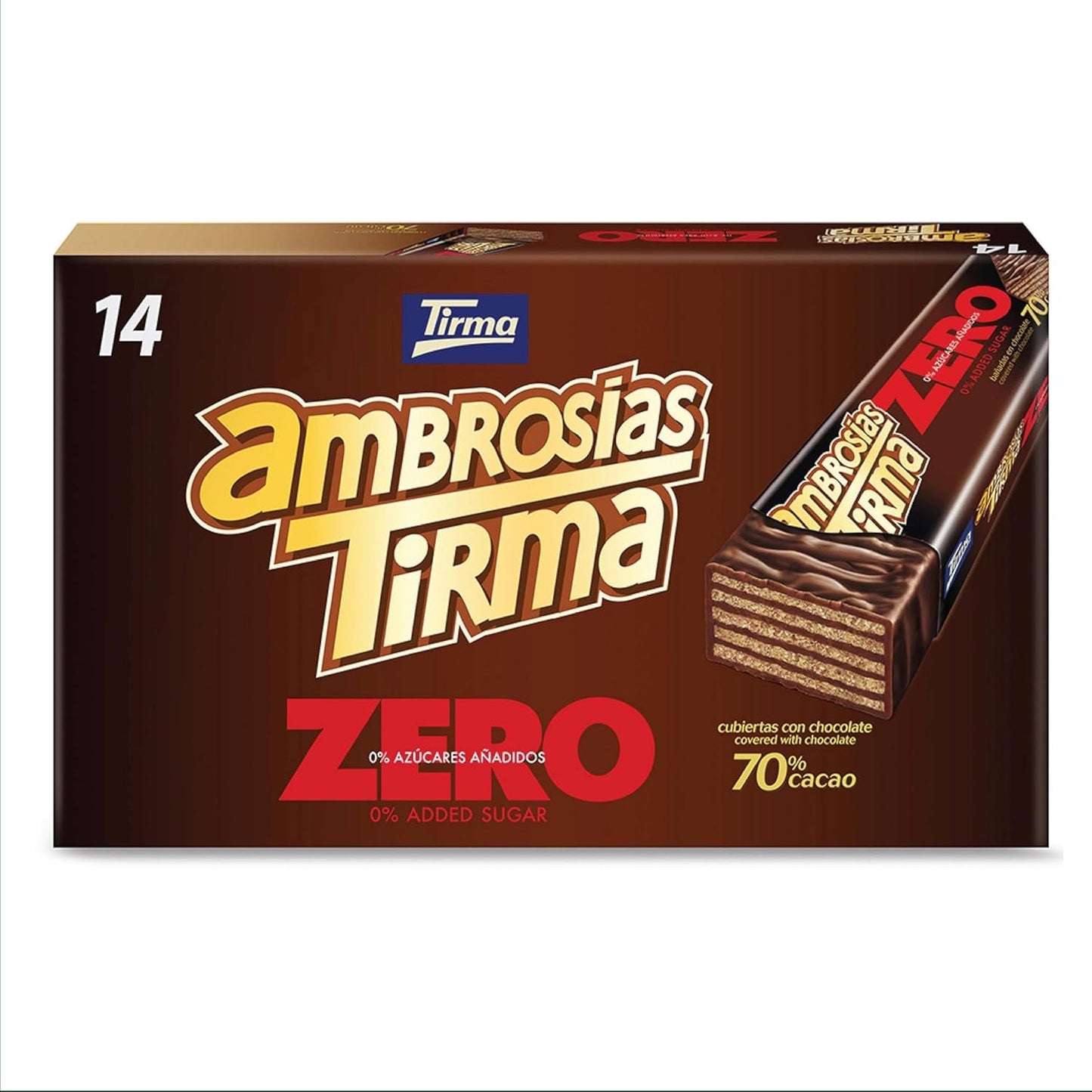 Wafels met pure chocolade Tirma 70% cacao | Geen toegevoegde suiker | Geschikt voor keto-diëten | Koolhydraatarm | Voor diabetici Chocoladewafels Multi Pack | 3 stuks | 64,5 gram