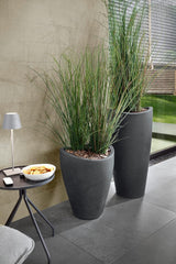 Scheurich Wave Globe High, hoge kunststof container, zwart graniet, diameter 29,8 cm, hoogte 40 cm, inhoud 6 l.