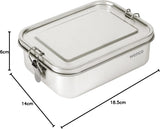Wenco Lunchbox van roestvrij staal, 2 compartimenten, grote capaciteit, 850 ml, lunchbox, waterdicht, vaatwasmachinebestendig, inclusief vervangende siliconenring, 18,5 x 14 x 5,5 cm, zilver (2 stuks) voedselbewaardozen Naty Shop