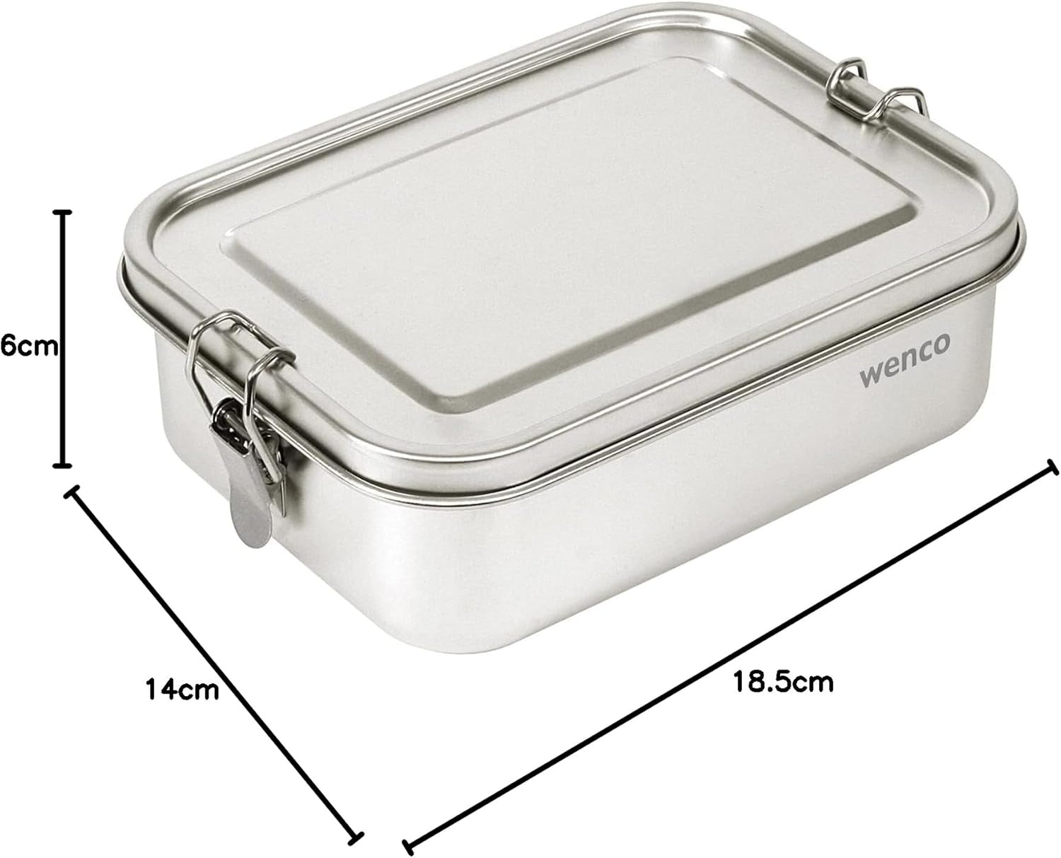 Wenco Lunchbox van roestvrij staal, 2 compartimenten, grote capaciteit, 850 ml, lunchbox, waterdicht, vaatwasmachinebestendig, inclusief vervangende siliconenring, 18,5 x 14 x 5,5 cm, zilver (2 stuks) voedselbewaardozen Naty Shop