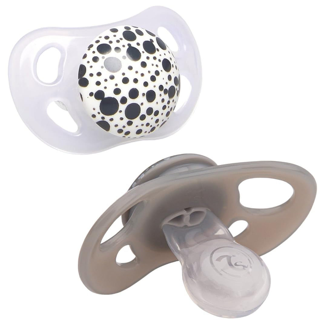 Twistshake Babyfopspenen – 2 stuks | Orthodontische vorm | Ultralicht | Zachte siliconen speen | BPA-vrij | Geschikt voor baby's vanaf 6 maanden | Grijs-wit