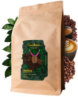 Santos | Koffiebonen 2500g - 100% Arabica uit Brazilië | voor espresso, cappuccino of sterke filterkoffie | Omni gebraad | Klassieke koffie - de perfecte kennismaking met speciale koffie