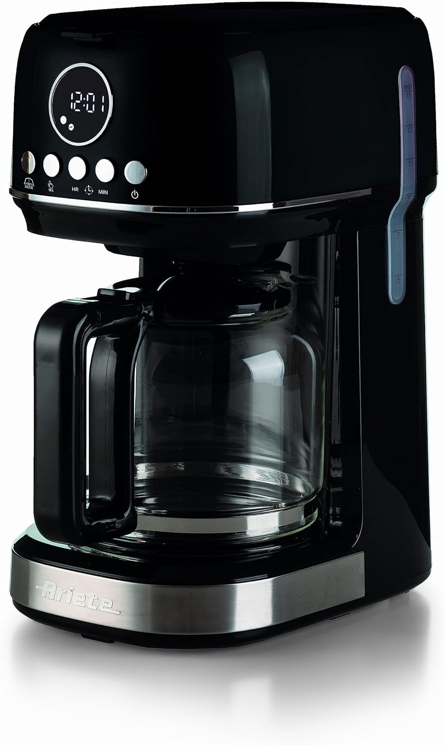 Ariete Moderna 1396 filter-espressomachine voor het zetten van Amerikaanse koffie tot 15 kopjes glazen karaf verwarmingsplaat LCD-display afneembare en wasbare filters wit