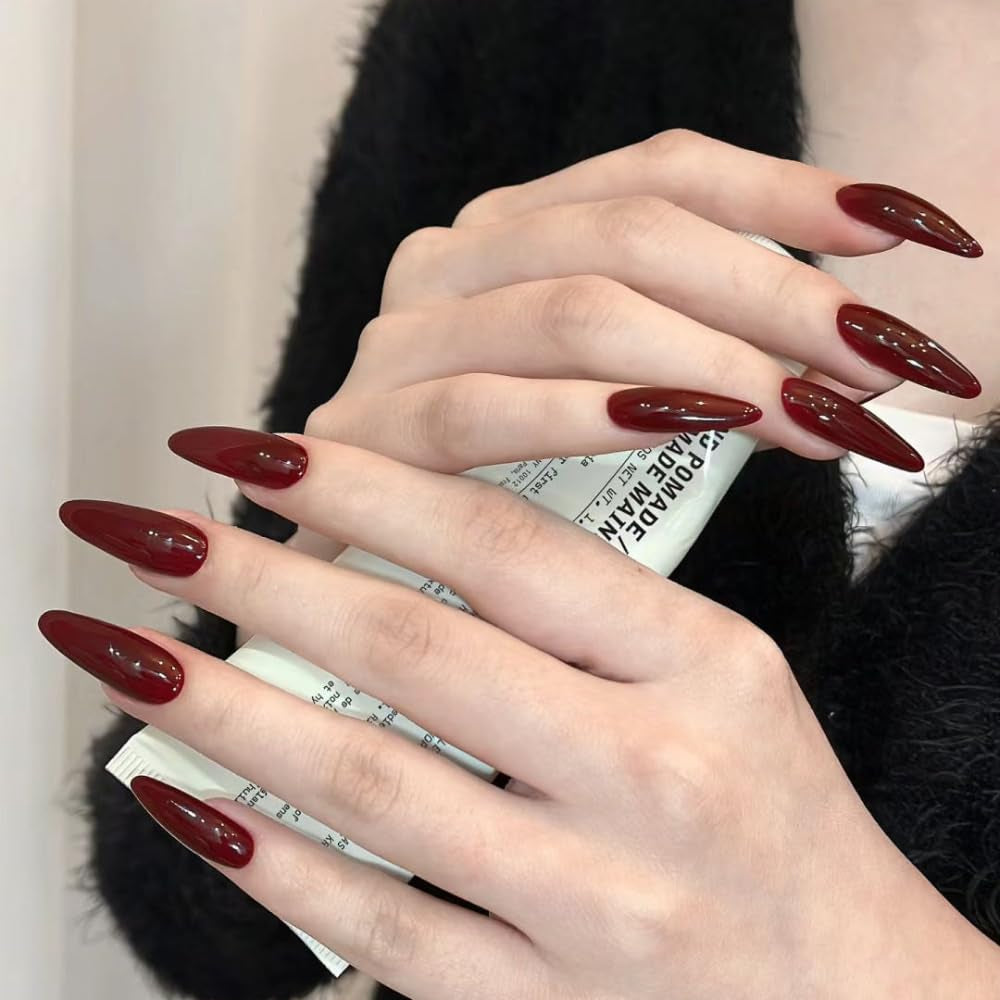 Kunstnagels, Franse amandel, Lang, Kunstnagels met lijm, Voor dames, Meisjes, Accessoires of cadeau-idee, Voor bruiloft, verjaardag, Kerstmis, Valentijnsdag