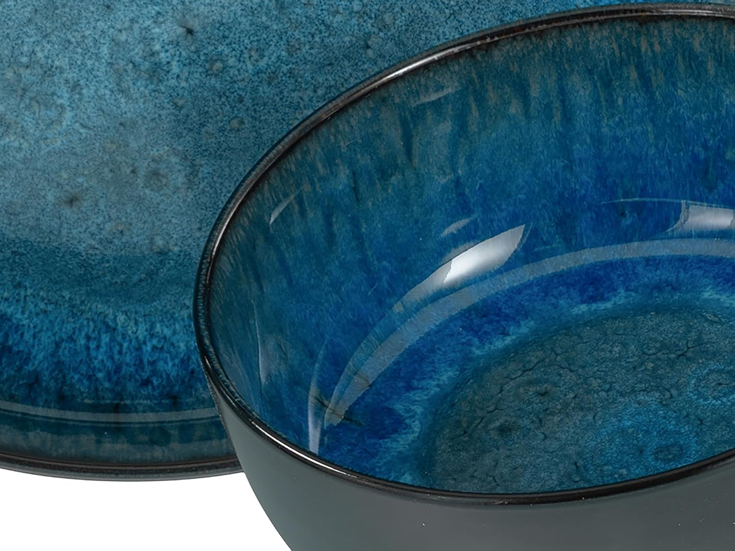 CreaTable, 20149, Nordic Fjord Blue-serie, 16-delige serviesset voor 4 personen, porseleinen combinatieservies, vaatwasmachine- en magnetronbestendig, kwaliteitsproductie