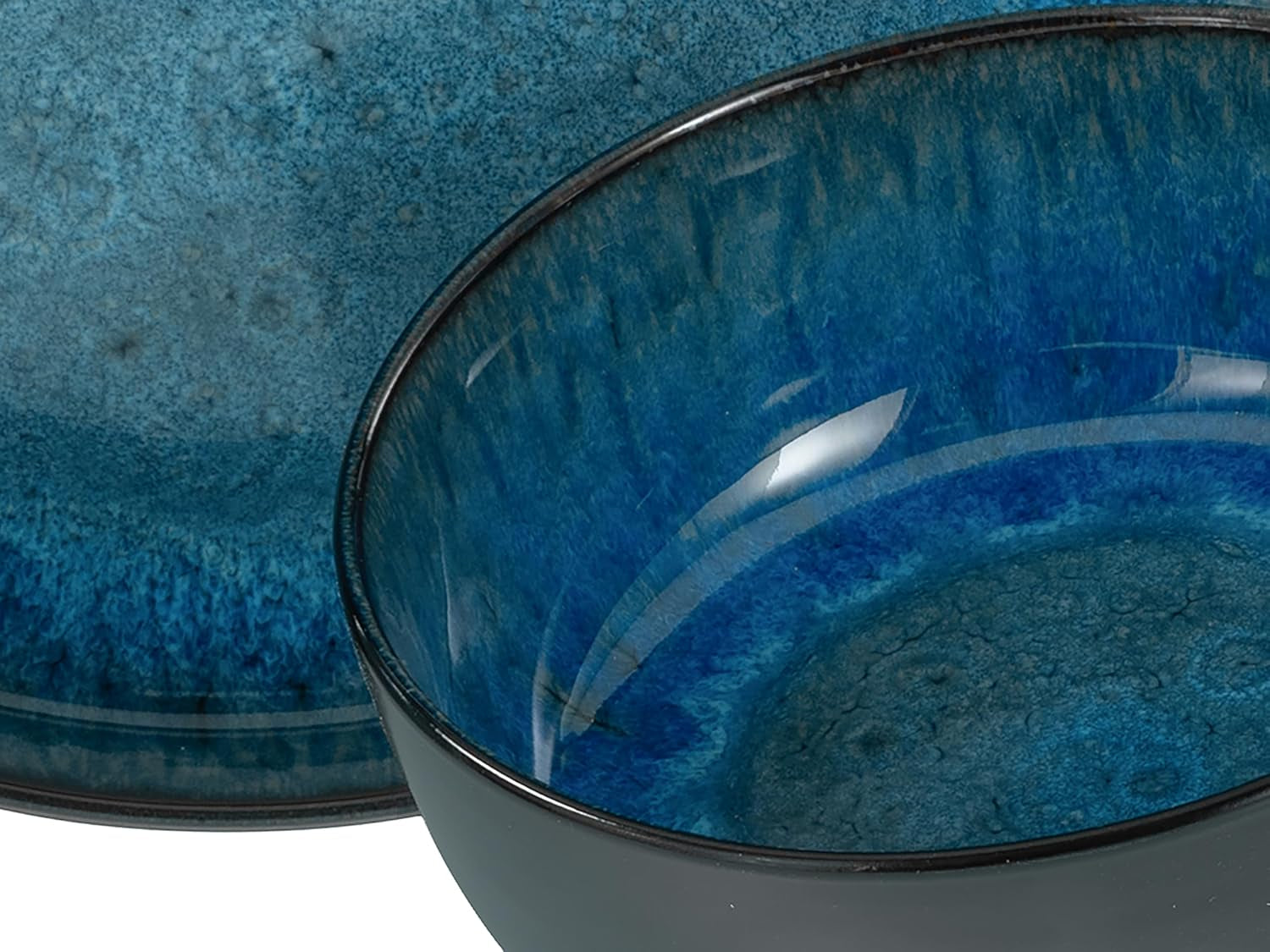 CreaTable, 20149, Nordic Fjord Blue-serie, 16-delige serviesset voor 4 personen, porseleinen combinatieservies, vaatwasmachine- en magnetronbestendig, kwaliteitsproductie
