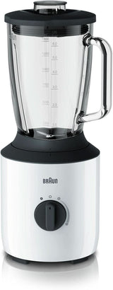 Braun Powerblend 3 JB 3150 BK Keukenmixer - 1,5 L Glas-Mixaufsatz, Küchenhelfer Zum Zerkleinern, Pürieren & Mixen, 800 Watt, Schwarz Kitchen Naty Shop Weiß Single