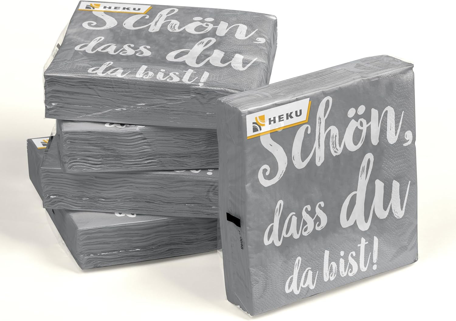 HEKU Cocktailservetten 'Schön Dass Du Da Bist', 3 lagen, 25X25Cm, 150 stuks I Elegant design I Ideaal voor feesten I Praktisch verpakt