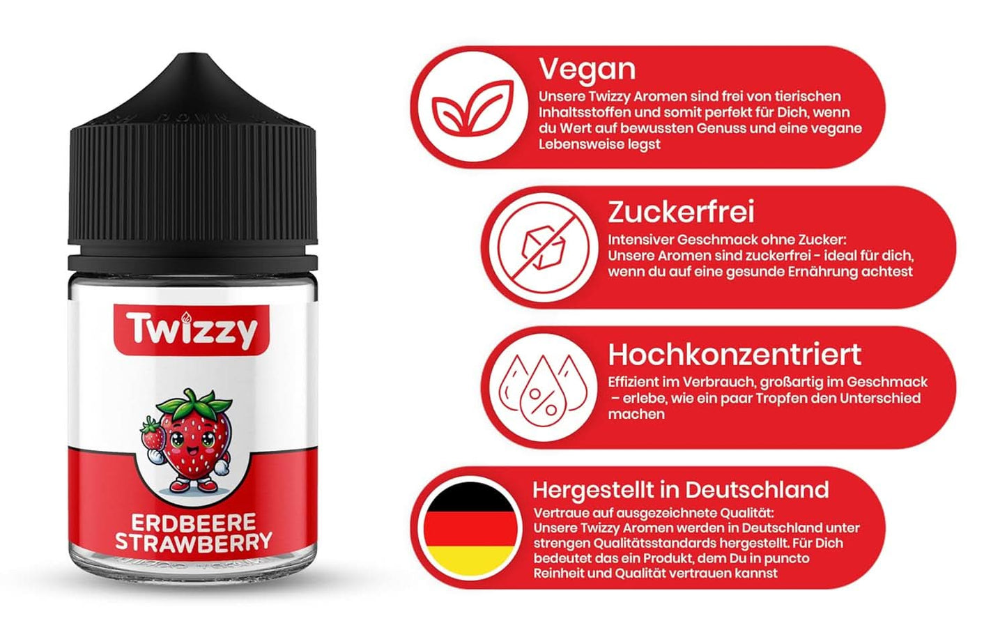 Twizzy Geconcentreerde Aardbeiensmaak, 60 ml Aroma's Naty Shop