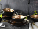 CreaTable, 23598, GLAMOR-serie - Goud, 16-delige serviesset, porseleinen combinatieservies, vaatwasmachine- en magnetronbestendig, kwaliteitsproductie