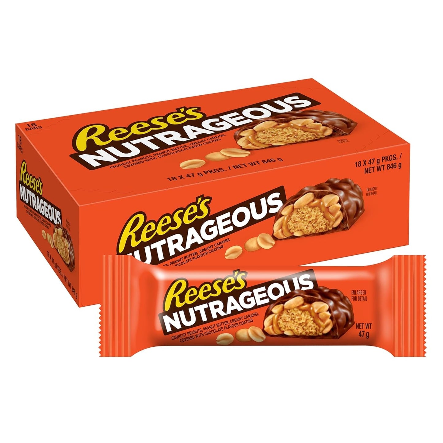 Nutrageous Pindakaas - Chocoladerepen met Pindakaas: 18 stuks (18 x 47 g)