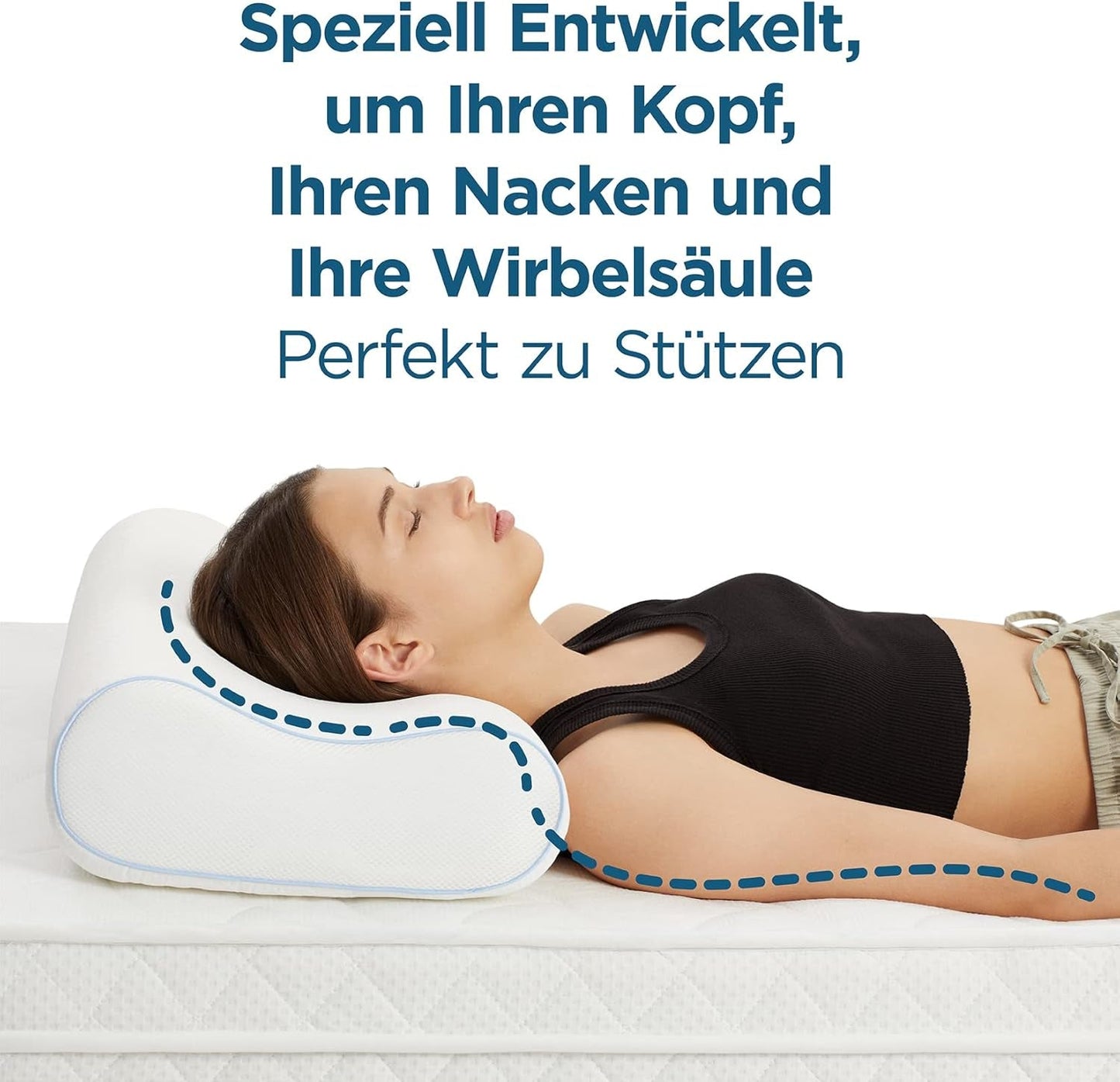 ORTHOVERSE orthopedisch kussen - neksteunkussen, slaapkussen, kussen, traagschuimkussen, kussen, nekpijnkussen - in hoogte verstelbaar, aloë vera hoes, medische hulp Naty Shop Cervicale orthopedische kussens
