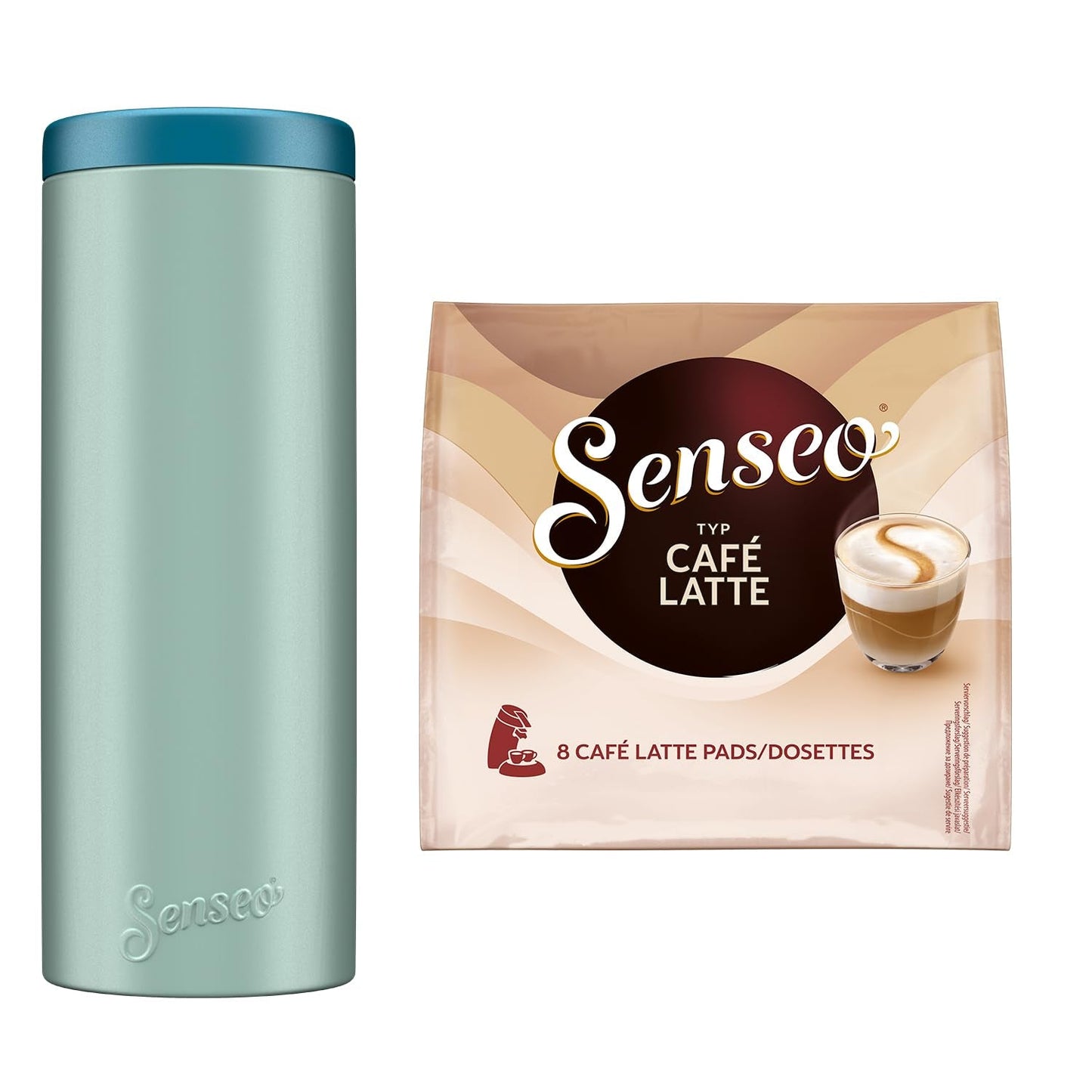 Senseo Pads Café Latte, 10 x 8 Getränke, 80 Kaffee Pos, inclusief Senseo Pad Dose