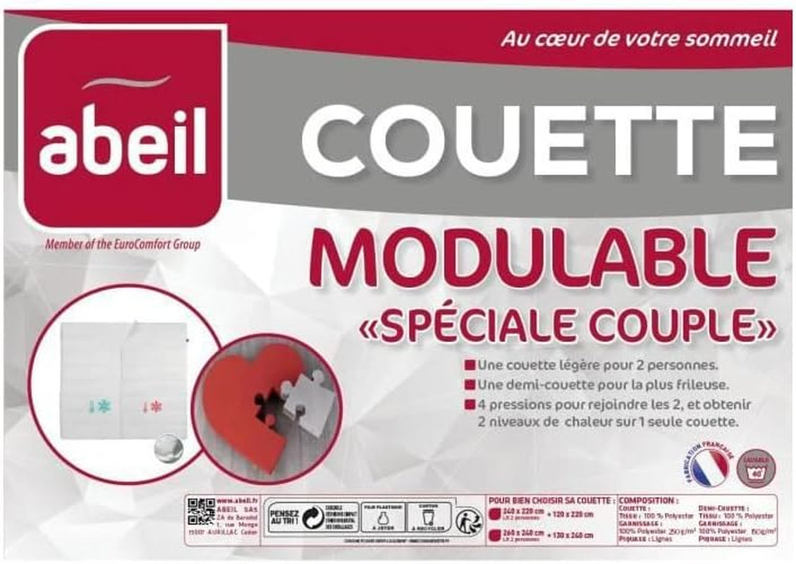 Abeil Couette Moduleerbaar Speciaal Paar 220 X 240 Cm Dekbedden en dekbedden Naty Shop