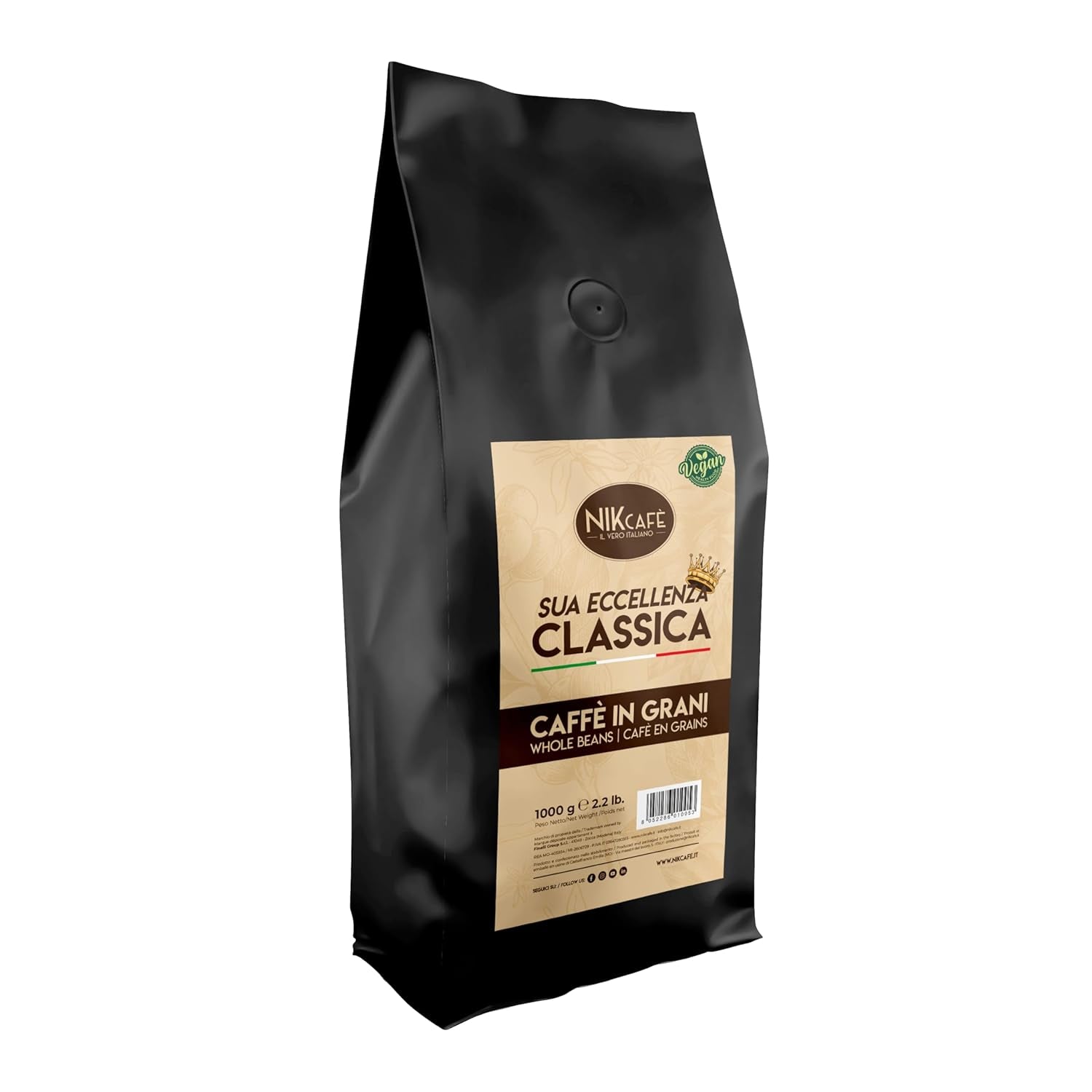 NIK CAFE' – Classico blend – gebrande koffiebonen. Zijne Excellentie, de stoere. 100% robuust