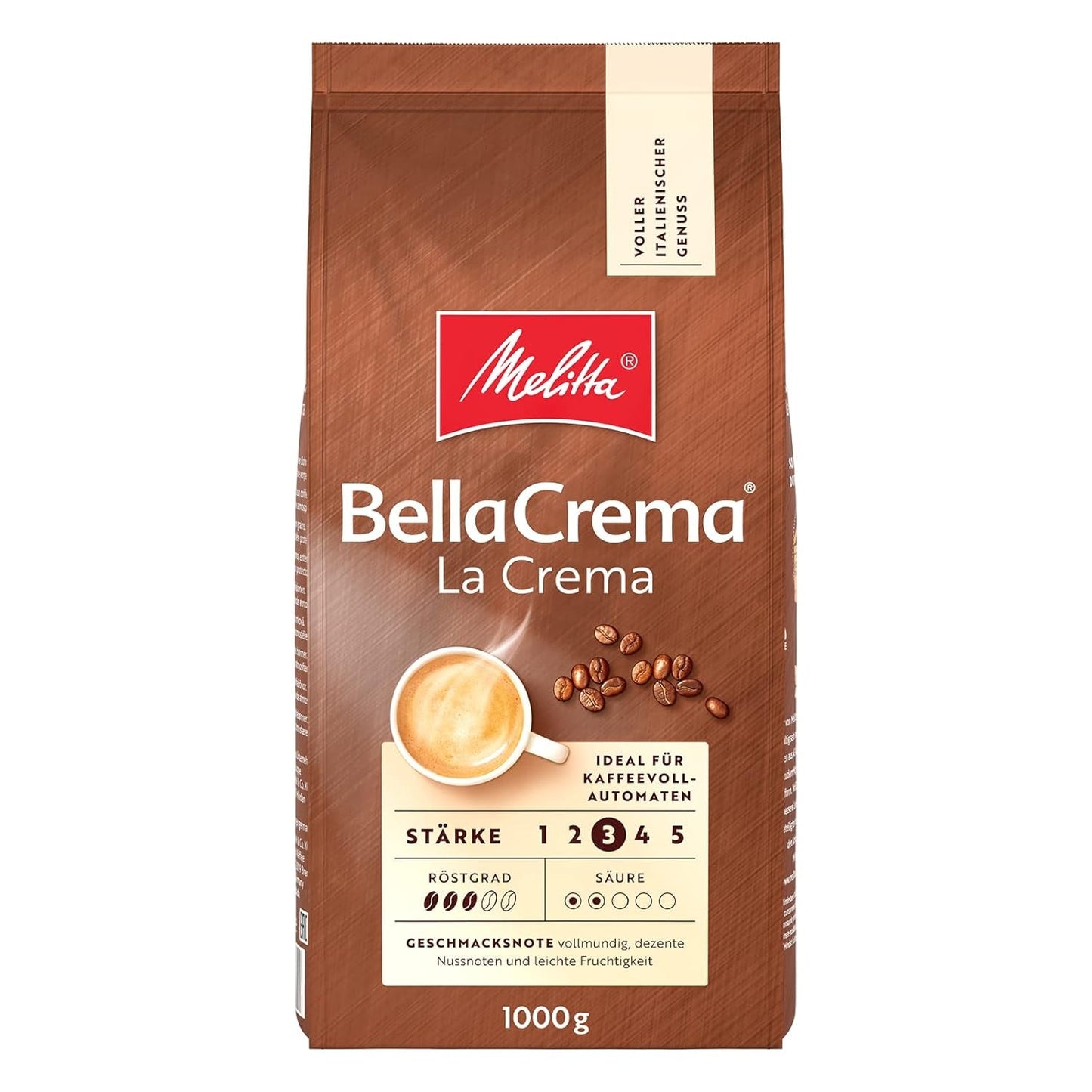 Melitta BellaCrema La Crema koffiebonen 1kg en BellaCrema Decaffeinato cafeïnevrije koffiebonen 1kg